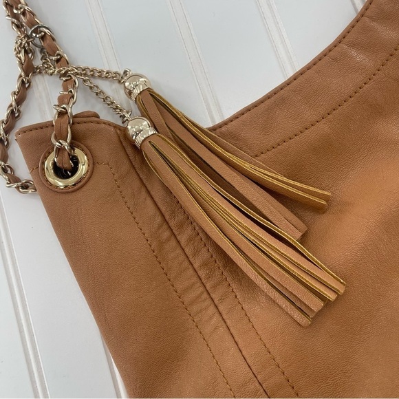 BIG Buddha Camel Brown Shoulder Bag Purse Gold Details - Picture 4 of 11